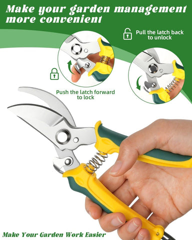 EWPJDK 3 Pack Garden Pruning Shears Scissors Clippers (Yellow)