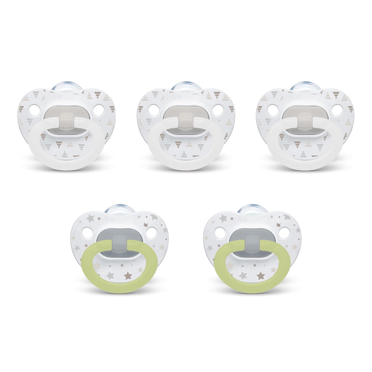 NUK First Choice Classic Orthodontic Baby Pacifier, 6-18 Months Baby Pacifier, Neutral, Baby Must Haves, 5-pack