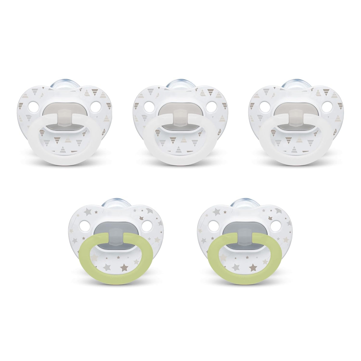 NUK First Choice Classic Orthodontic Baby Pacifier, 6-18 Months Baby Pacifier, Neutral, Baby Must Haves, 5-pack