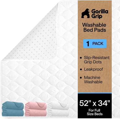 GORILLA GRIP Washable Reusable Underpads, 52x34 White
