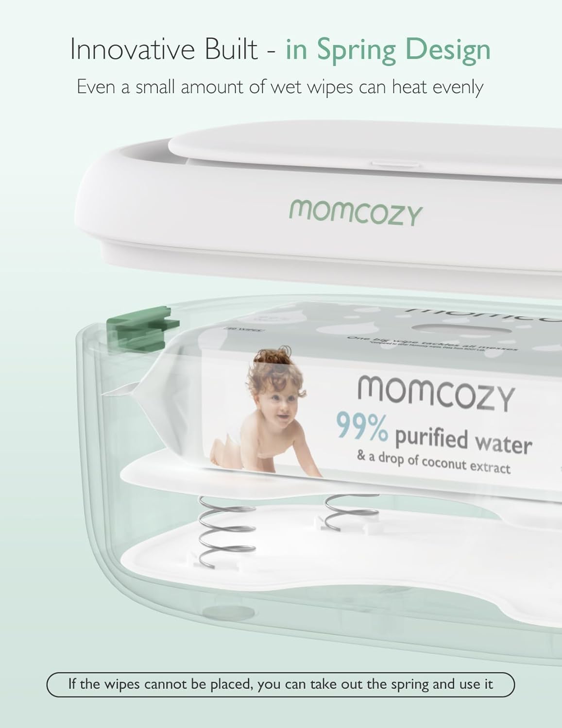 Momcozy Baby Wipe Warmer, Innovative Spring Design,Large Capacity Dispenser