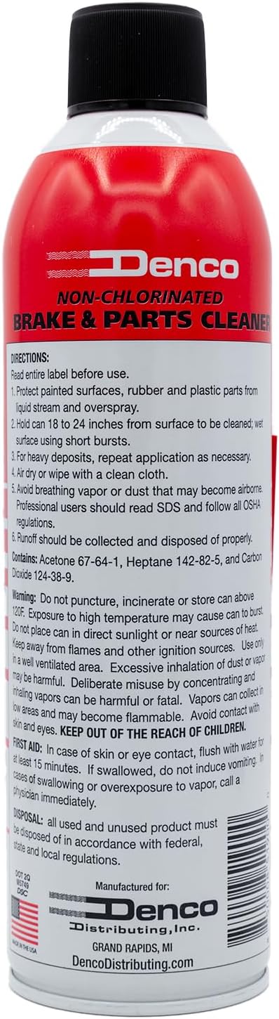 Denco 1930 Brake & Parts Cleaner, Non-Chlorinated, 13oz, 12-Pack