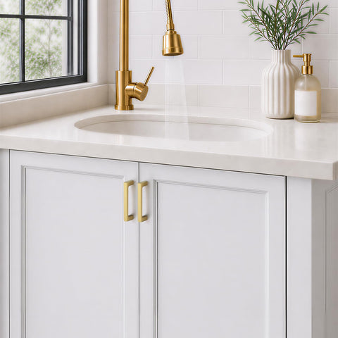 Ravinte Brushed Gold Kitchen Cabinet Solid Handles,3 Inch,10 Pack