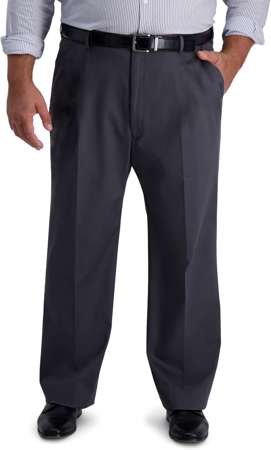 Haggar Men's Big & Tall Iron Free Premium Classic Fit Flat-Front Khaki