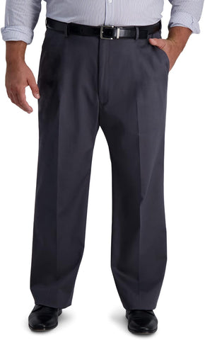 Haggar Men's Big & Tall Iron Free Premium Classic Fit Flat-Front Khaki