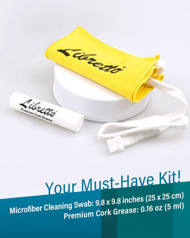 Libretto Clarinet Swab Kit, Pull Through Swab + Cork Grease, Microfiber Swab for Bb Clarinet, Odorless 0.16 oz Cork Grease for Woodwind Musical Instruments