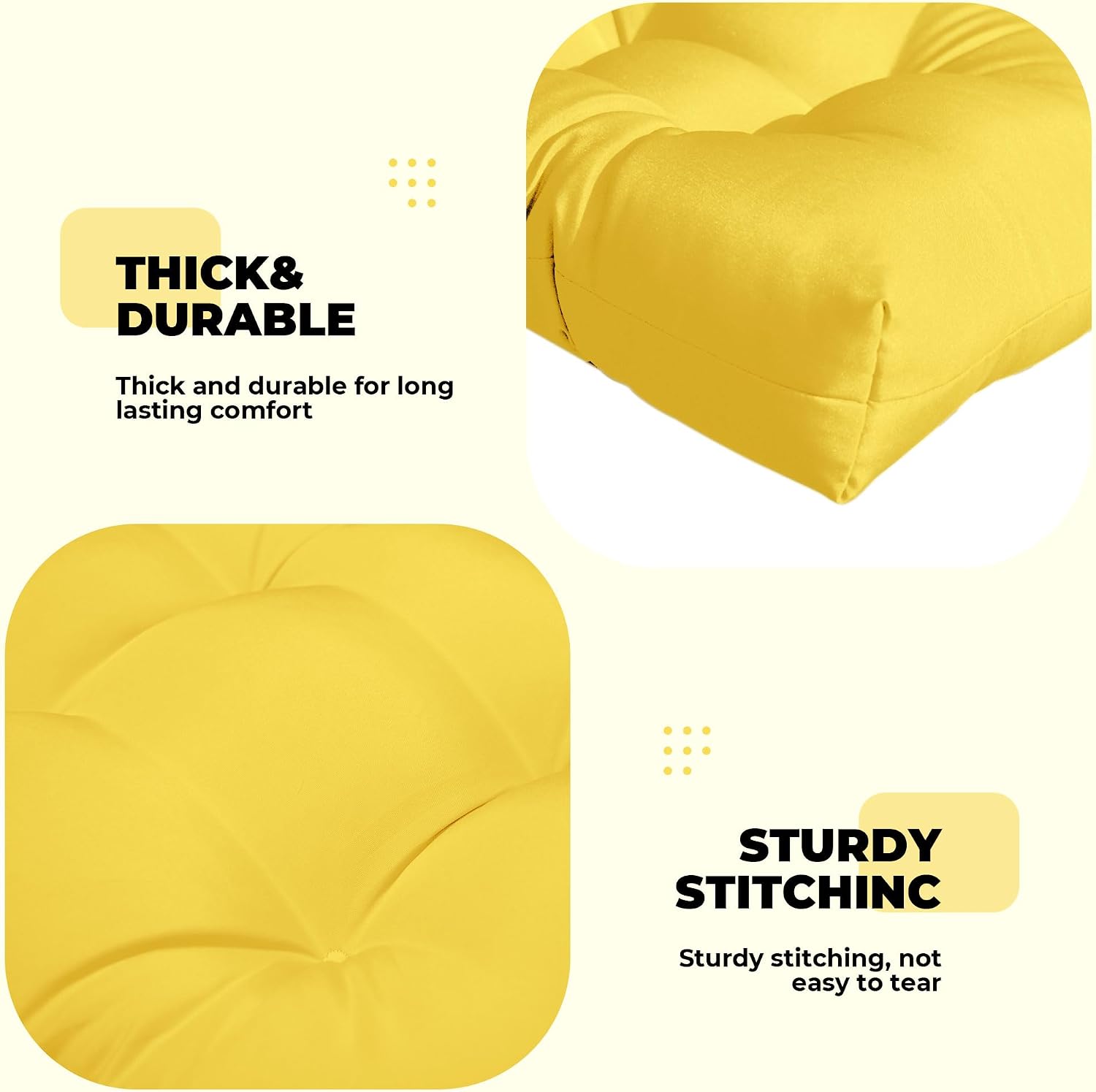 DANGHOOGY Wicker Chair Cushions, Waterproof 3Pcs Outdoor Cushion Set Yellow