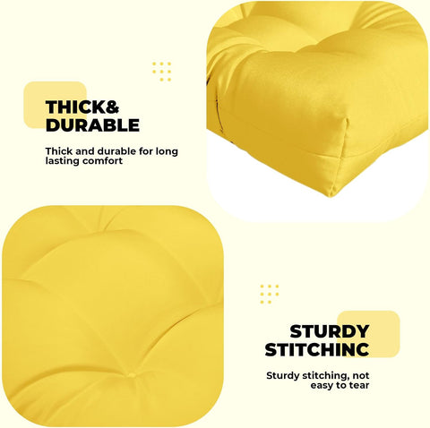 DANGHOOGY Wicker Chair Cushions, Waterproof 3Pcs Outdoor Cushion Set Yellow