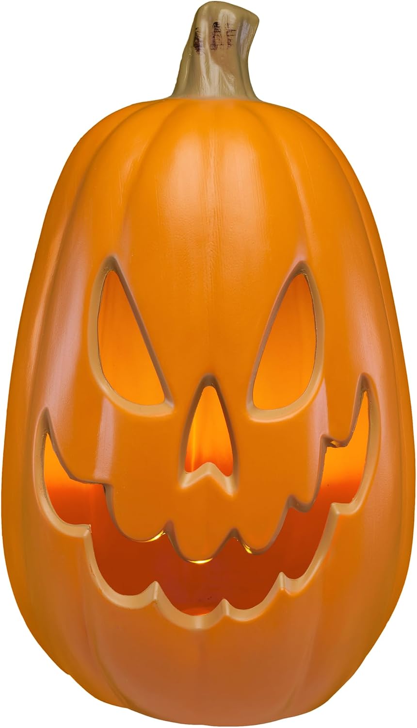 Xodus Battery Operated LED Light Up Pumpkin, Jack-O-Lantern, Timer, 15-inch