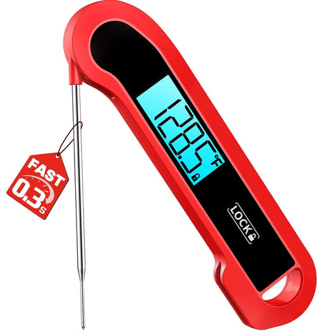0.3 Sec Instant Read Meat Thermometer Digital for Cooking, Red