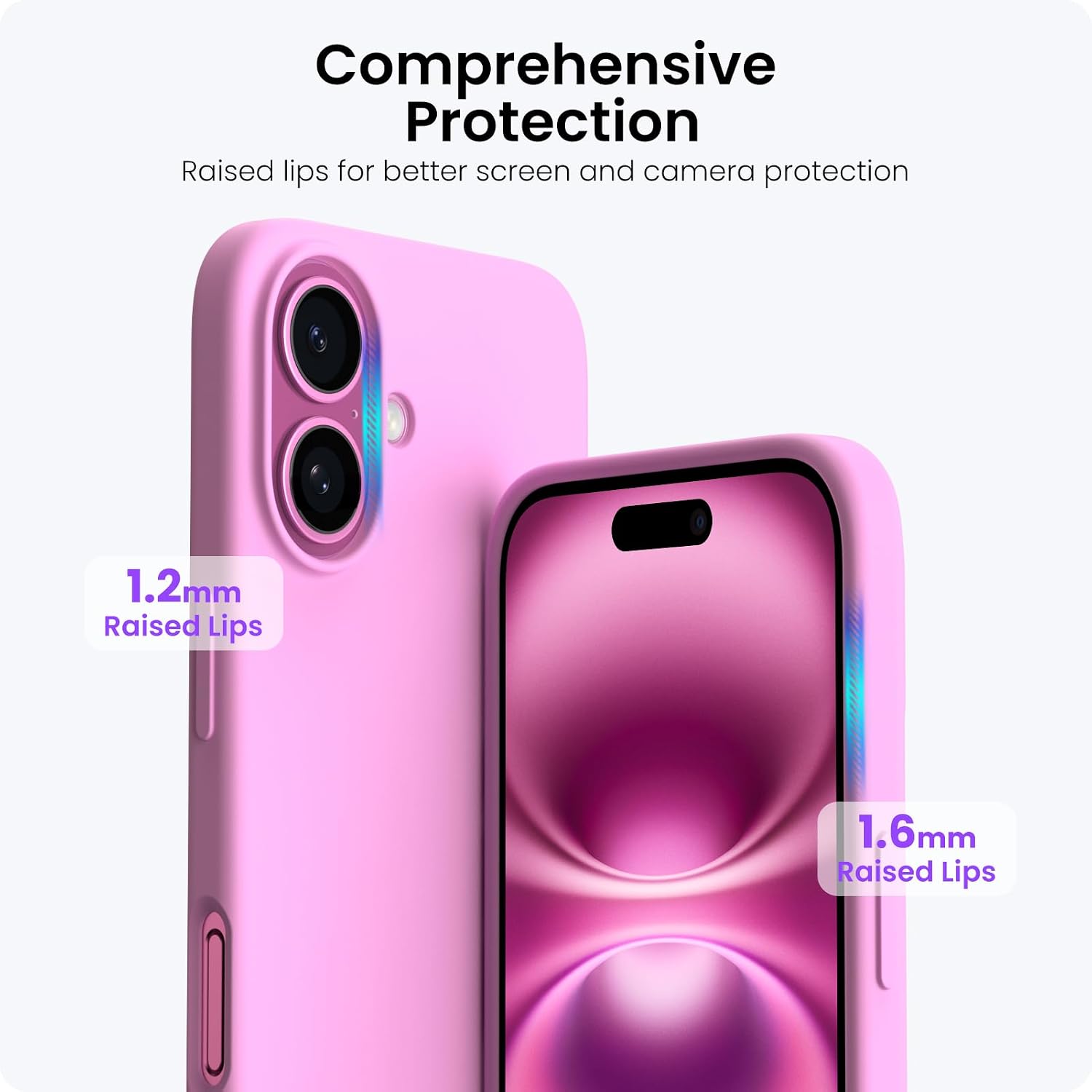 ORNARTO for iPhone 16 Case 6.1", Slim Liquid Silicone,Cherry Blossom