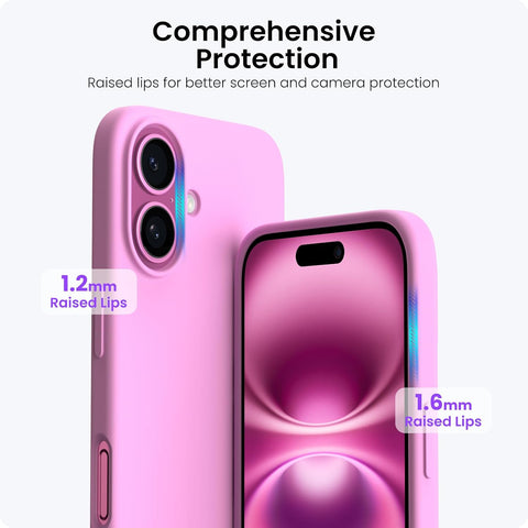 ORNARTO for iPhone 16 Case 6.1", Slim Liquid Silicone,Cherry Blossom
