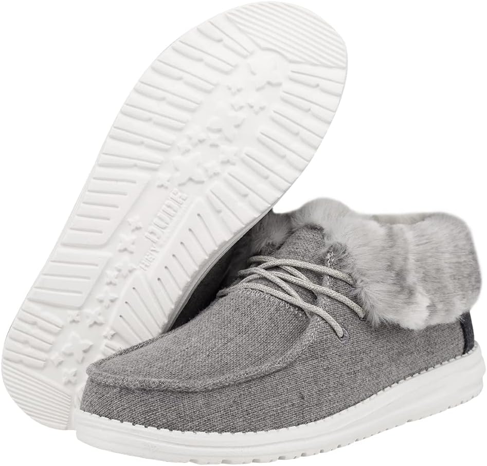 HEYDUDE Women's Britt Lace Up Ankle Boot | Faux Fur Collar