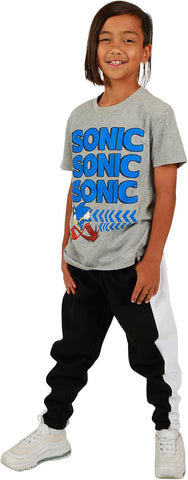 Bioworld Youth Boys Sonic 3 pc Hoodie Jogger T-shirt combo
