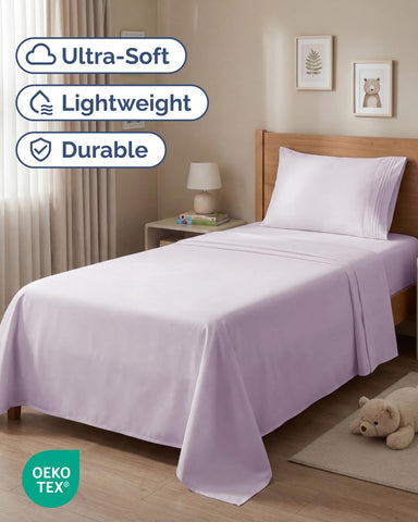 Twin Size 3 Piece Sheet Set - Breathable & Cooling Sheets - Light Lavender