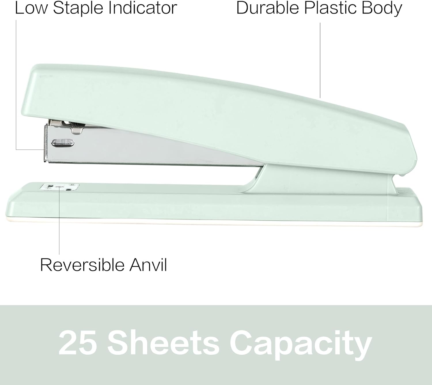 Deli Stapler, 25 Sheet Capacity, 1000 Staples & Staple Remover, Green