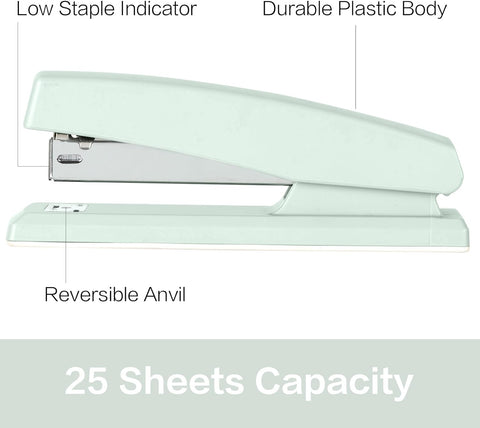 Deli Stapler, 25 Sheet Capacity, 1000 Staples & Staple Remover, Green