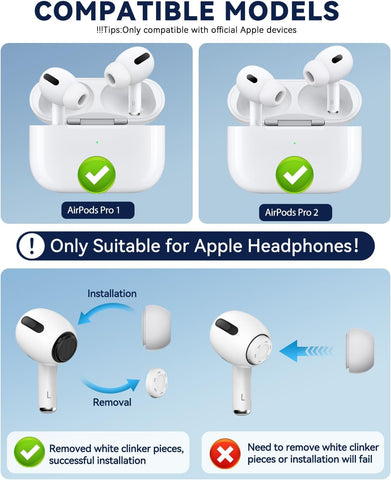 4 Pairs Replacement Ear Tips for AirPods Pro 2nd/1st (L-White)