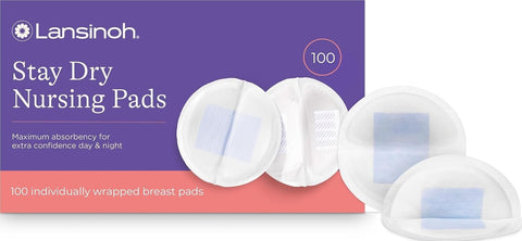 Lansinoh Stay Dry Disposable Nursing Pads, 100 Count