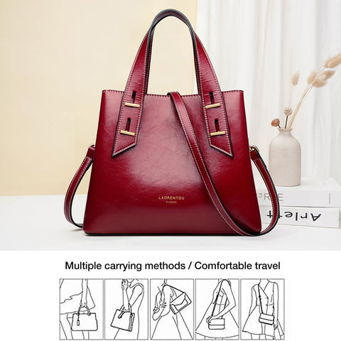 LAORENTOU Women Crossbody Handbags Genuine Leather Satchel Handbags for Women Top-handle Shoulder Tote Purses