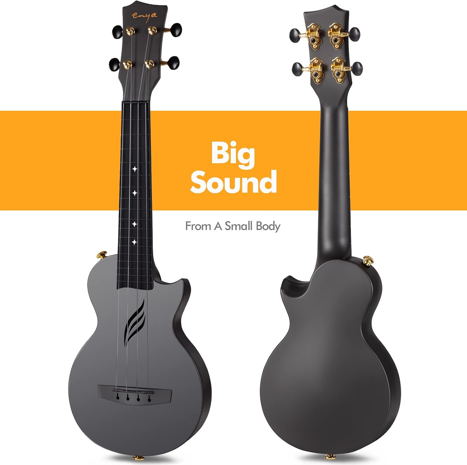 Enya NOVA U MINI 21-Inch Carbon Fiber Soprano Travel Ukulele, Black