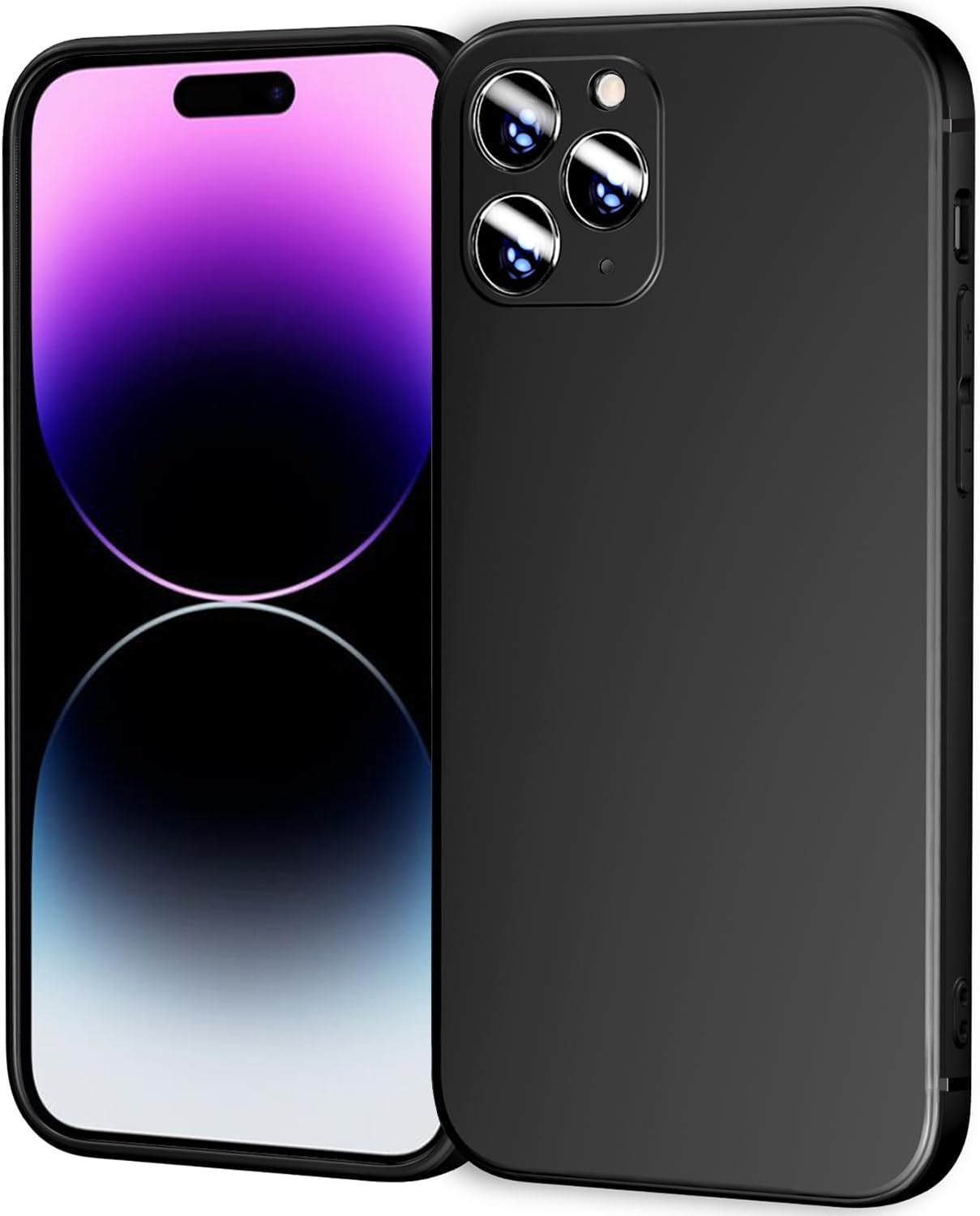 TENOC Phone Case Compatible with iPhone 14 Pro, Black Case Anti-Fingerprint Protective Bumper Matte Cover for 6.1 Inch