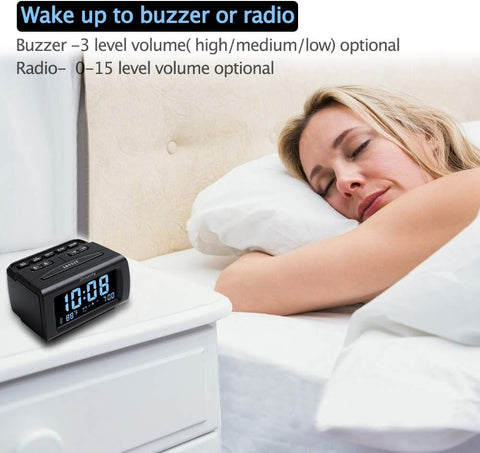 DreamSky Alarm Clock Radio for Bedrooms with Battery Backup