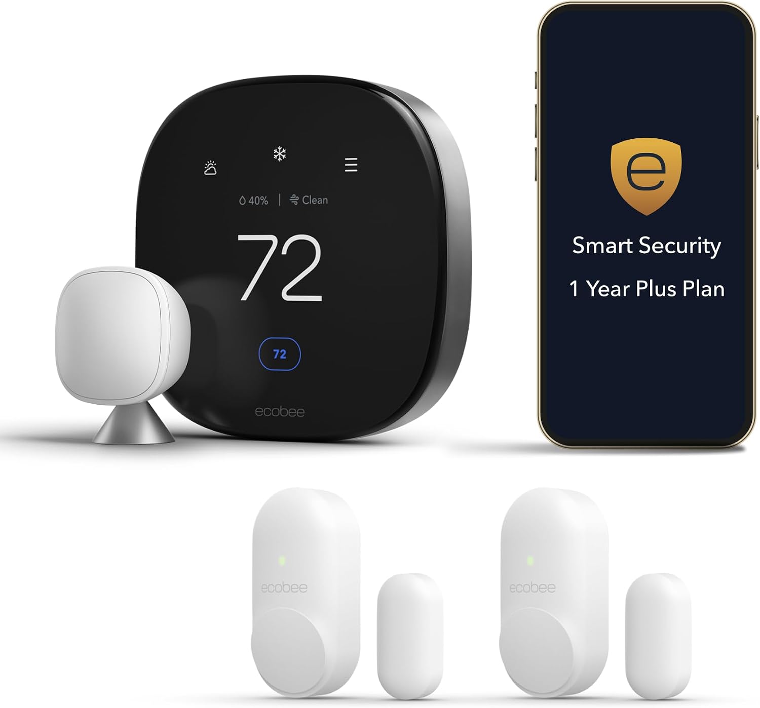ecobee Comfort & Security Bundle 1-Year Smart Security Plus Subscription