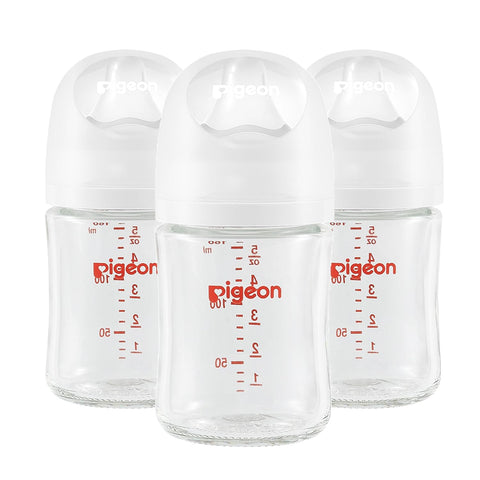 Pigeon Glass Baby Bottles Wide Neck, 5.4 Oz, Pack of 3
