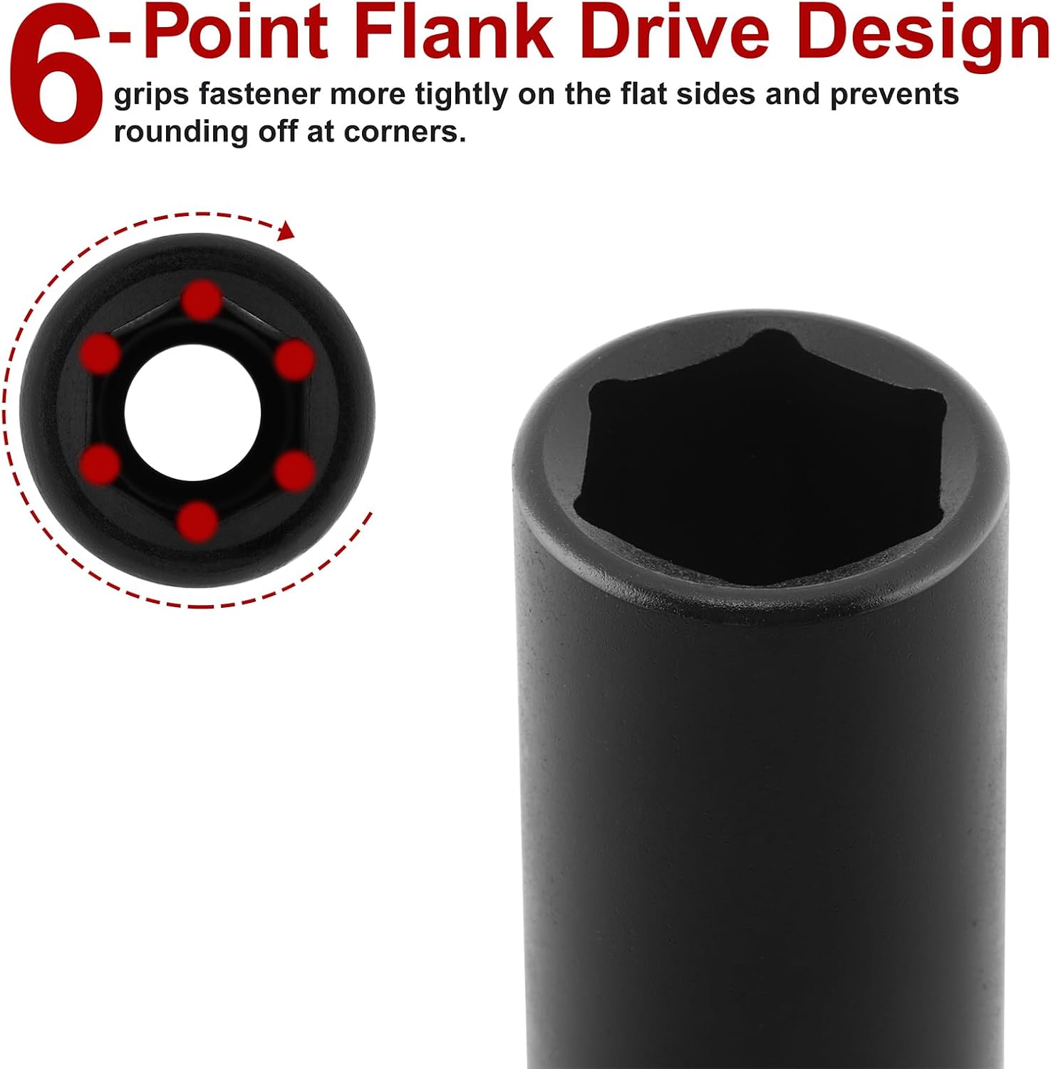 CASOMAN 1/2" Drive x 15mm Deep Impact Socket, 6-Point, Metric, CR-MO