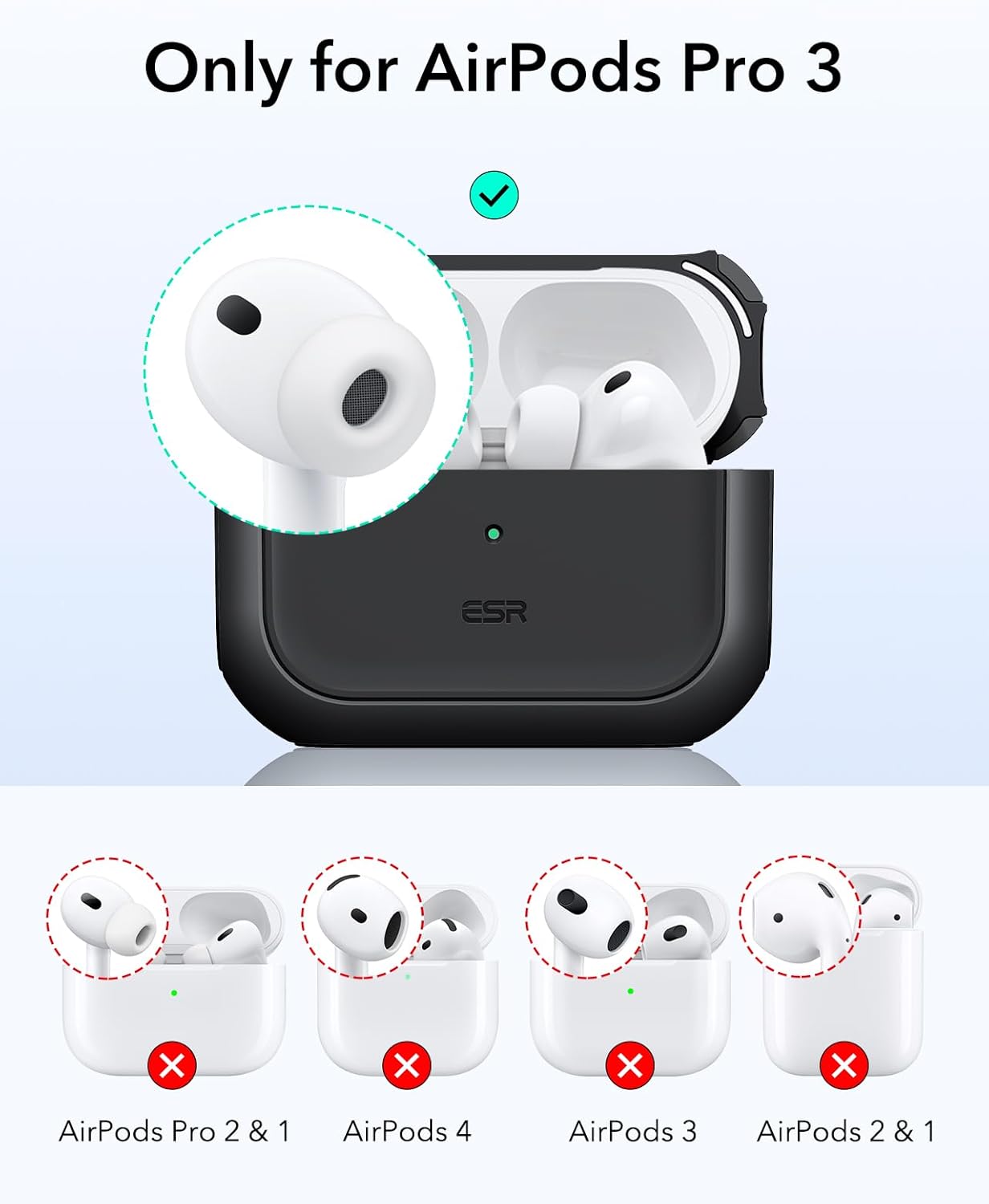ESR for AirPods Pro 3 Case, Compatible with MagSafes, Black
