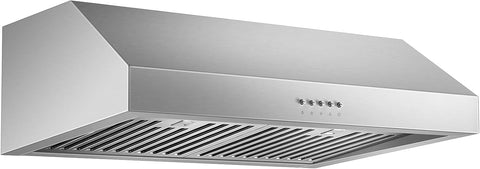 Tiesay 30 Inch Under Cabinet Range Hood 900 CFM with Ductless Convertible Duct Kitchen Hoods, 3-Speed Adjustable, Dishwasher Safe Baffle Filters, LED Lights, Stainless Steel, Button Control