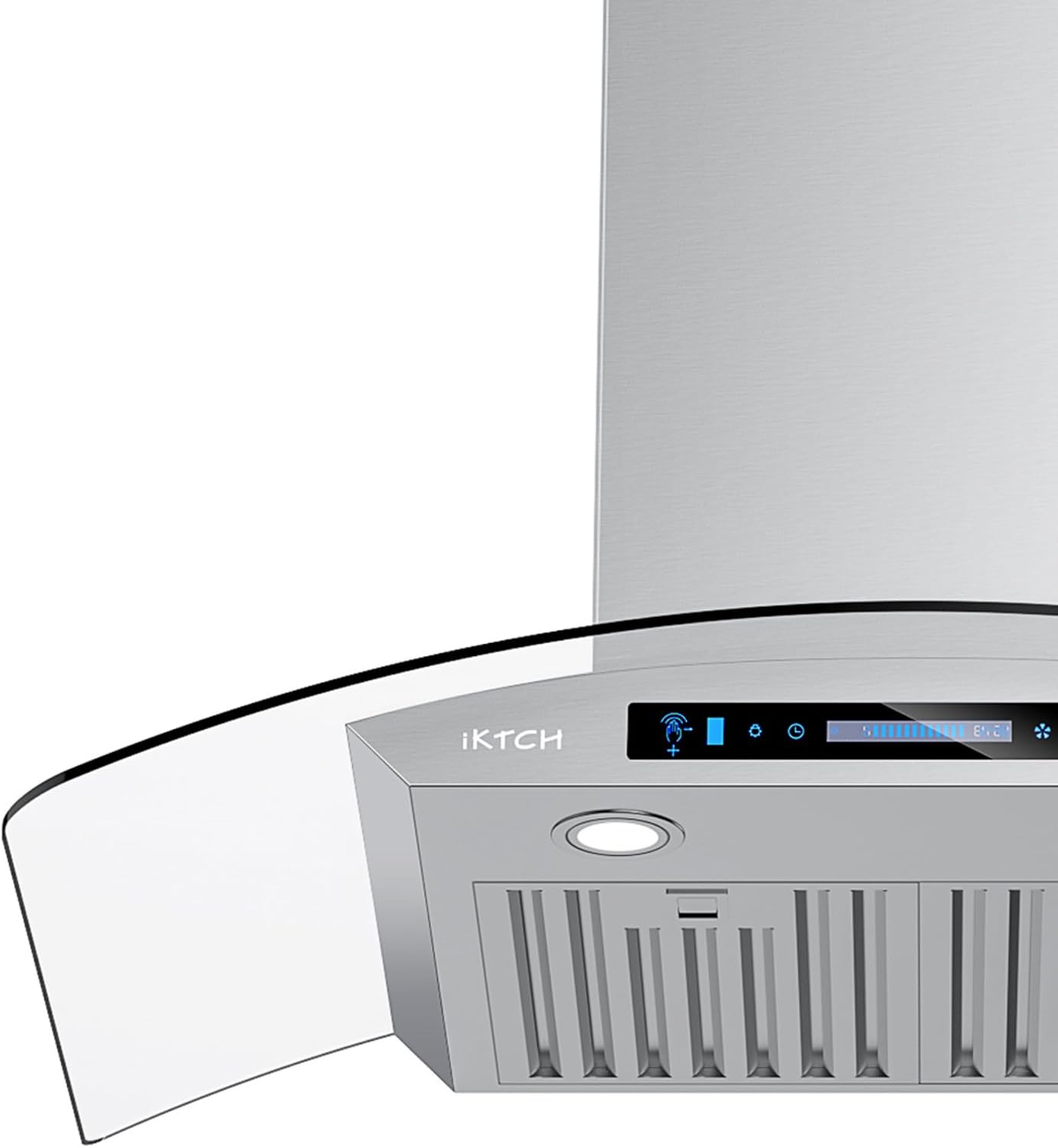 IKTCH 36 inch Wall Mount Range Hood Tempered Glass 900-CFM, Ducted Kitchen Vent Hood Stainless Steel, with 4 Speed Gesture, Touch & Remote Control