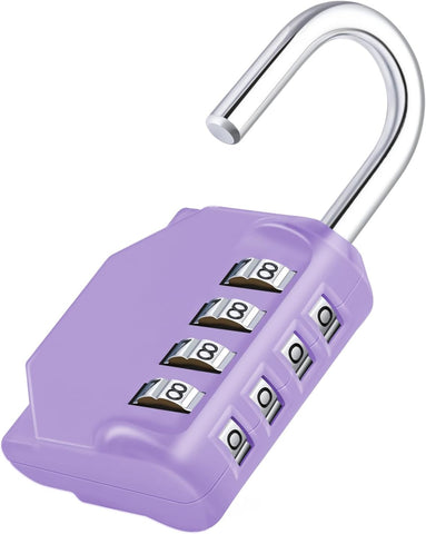 ZHEGE Combination Lock, 4 Digit Combination Padlock, Gym Lock (Purple)