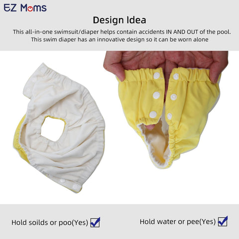 EZ Moms 2 Packs Reusable Swim Diapers Infant Baby Swim Diapers 6-9 Months Washable Snap Pool Swimming Diaper 3-6 Months Newborn Water Diaper for Swimming Lessons Boys and Girls with a Laundry Bag