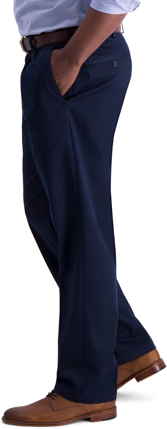 Haggar Men’s Classic Fit Iron Free Premium Khaki Pleat Front Casual Pant