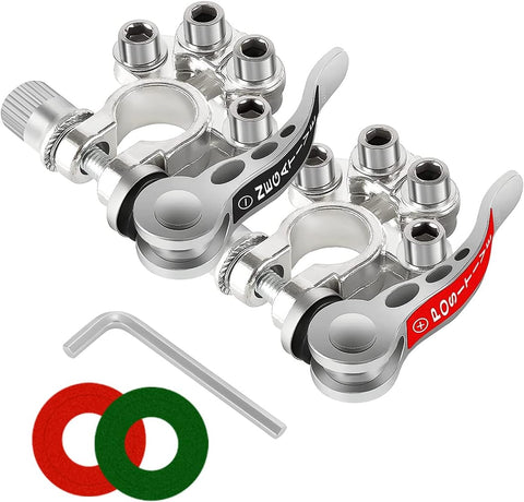 Moly Magnolia 2PCS 4-Way Quick-Release Car Battery Terminal Connectors, Silver-1