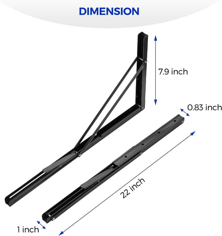 Ravinte Matte Black Folding Shelf Brackets, 22 Inch, 4 Pack