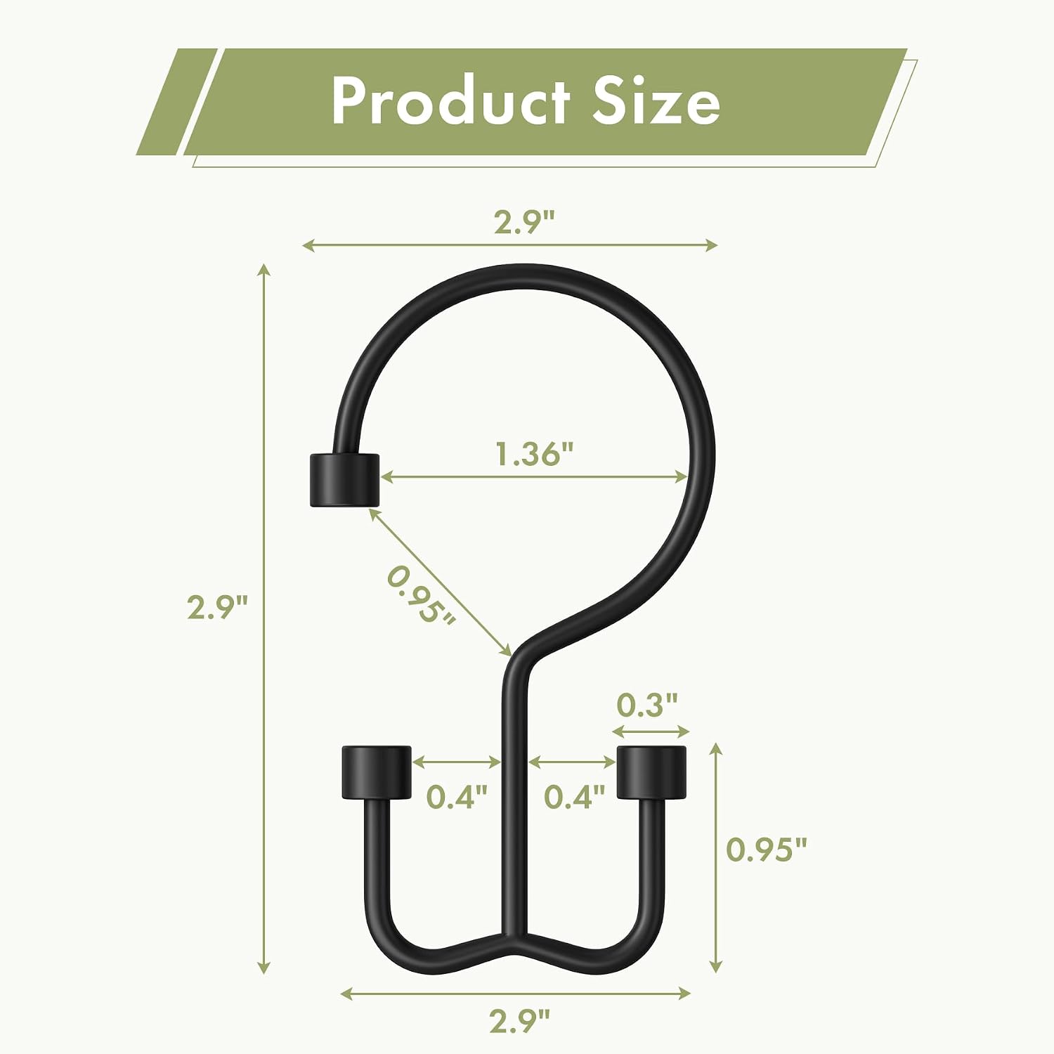 Amazer Black Shower Curtain Hooks, 12PCS Minimalist Simple Double Shower Curtain Rings, Rust-Resistant Metal Shower Hooks, Cylinders Shower Rings for Bathroom Shower Rods Curtains