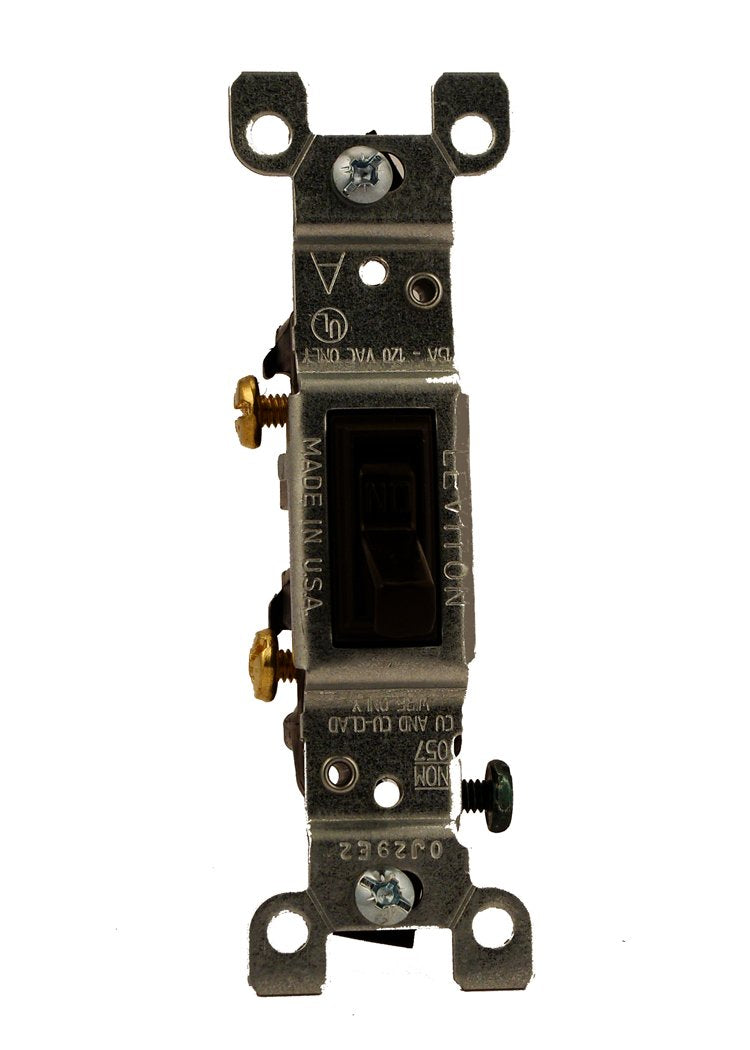 Leviton 15 Amp, 120 Volt, Toggle Framed Single-Pole AC Quiet Switch, Residential Grade, Grounding, 1451-2E, Black