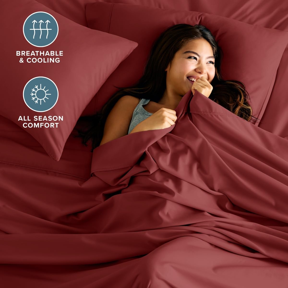 Bare Home King Sheet Set - 1800 Ultra-Soft (King, Rosewood)