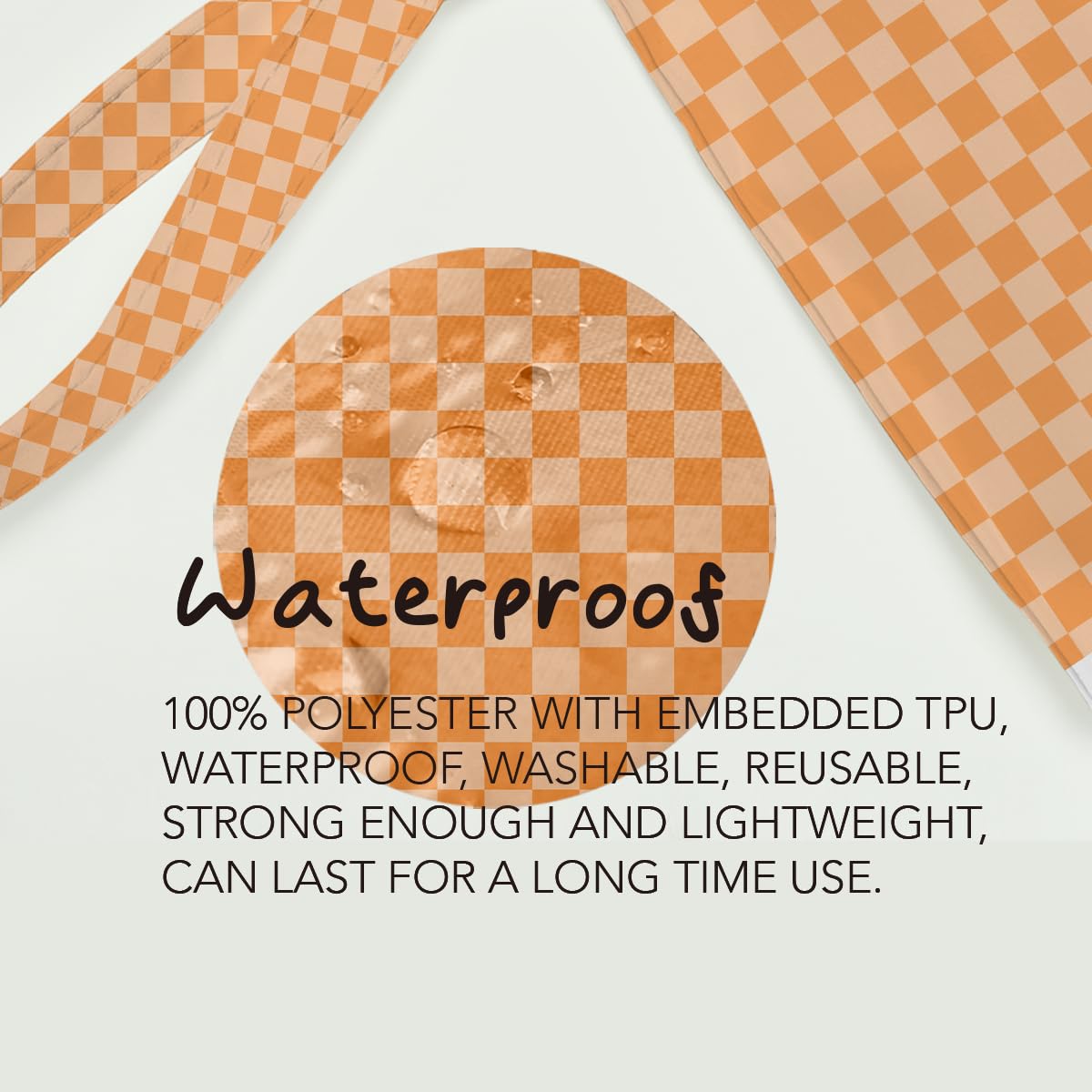 Fokongna Wet Bag, Small Portable Waterproof Multi-Functional Organizer for Women, Ideal for Daily, Beach & Travel，Orange White Gingham