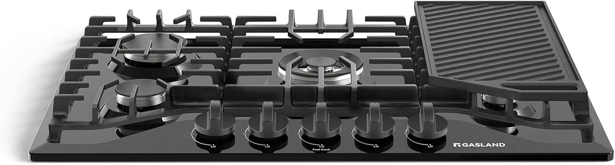 GASLAND Gas Cooktop 30 Inch 5 Burners with Griddle, Black