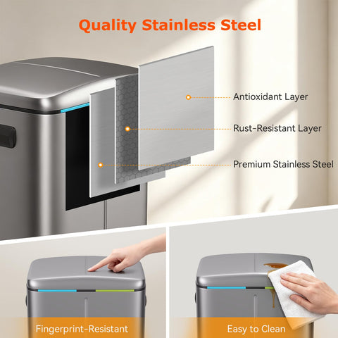 PayLessHere | 10G Trash Can with Lid | Steel | Dual Inner Removable Buckets