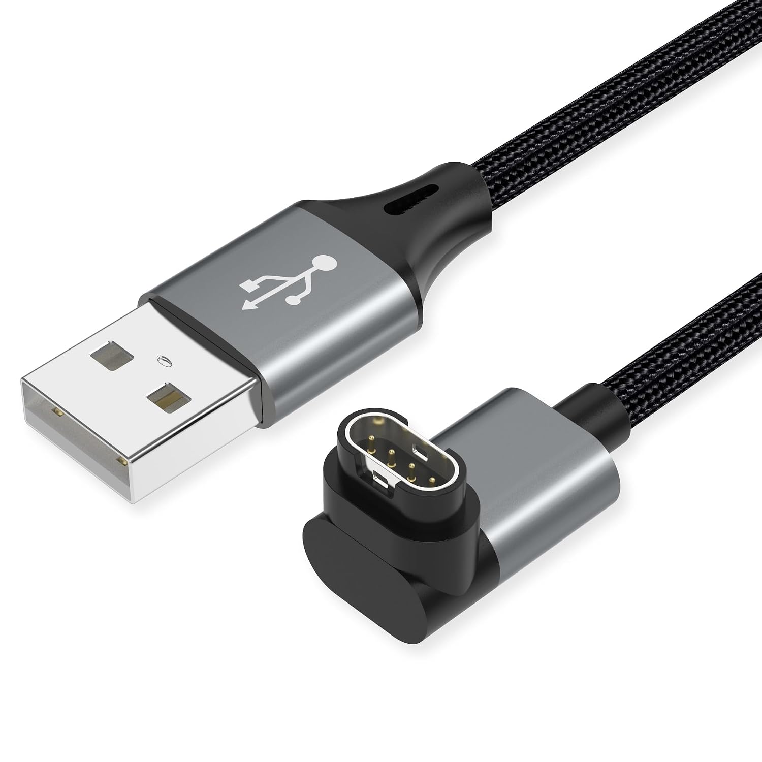 AGVEE 2 Pack 3.3ft Charger for Garmin Watch, L-Shape Charging Cable