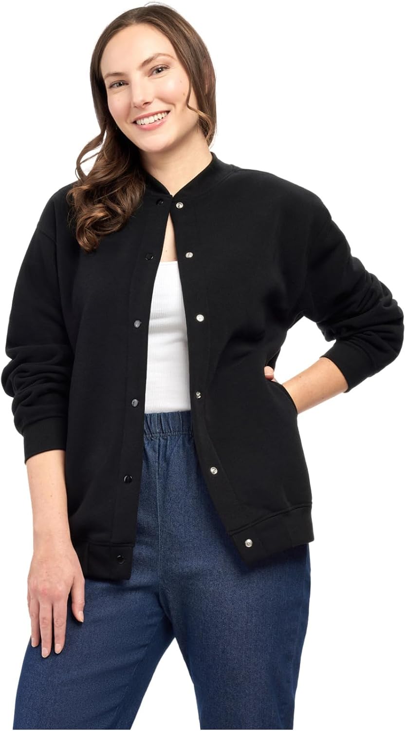 Turtle Bay New York Womens Snap Up Jacket - Soft, Fleecy Lining for Three-Season Comfort