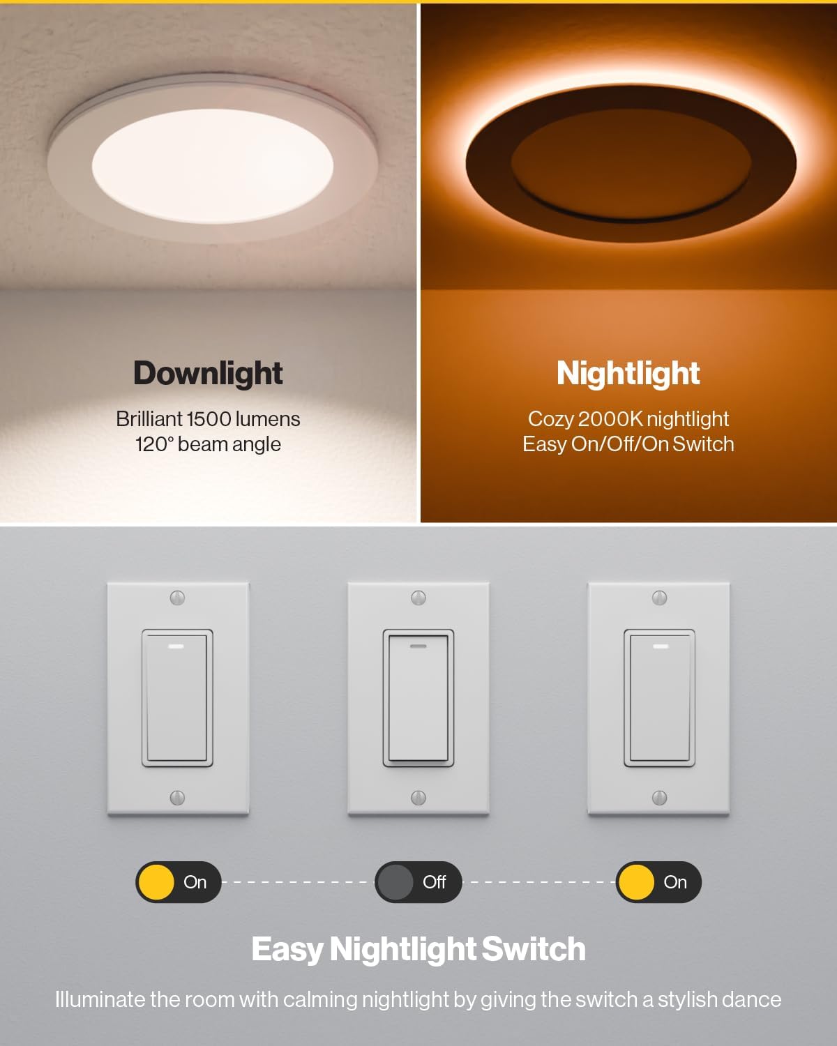 Sunco 12 Pack 6 Inch Canless LED Recessed Light with Night Light 15W, 5CCT
