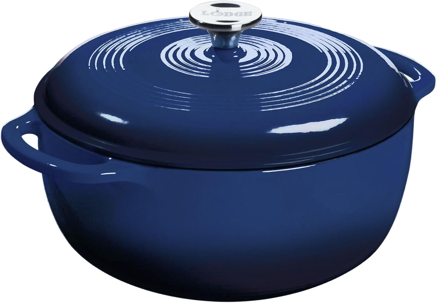 Lodge Essential Enamel Cast Iron Dutch Oven, 6 Quart, Indigo