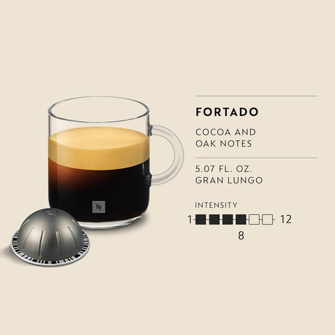 Nespresso Vertuo, Fortado Gran Lungo Americano, 30-Count Espresso Pods | Capsules Dark Roast Coffee Pack of 1