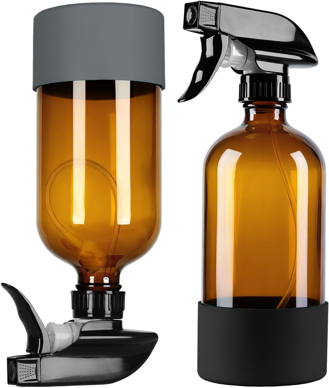2 Pack 360° Glass Spray Bottles for Cleaning, Hair and Plants Black&Grey